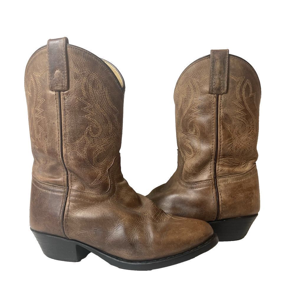 Cody James Brown Leather Cowboy Western Boots Junior Youth Big Kids' 3 D Pull On - Picture 5 of 11